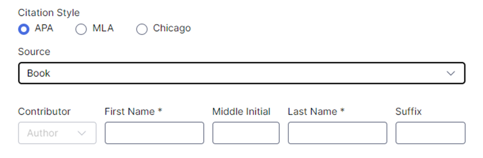Using Grammarly Citation Generator - step 1